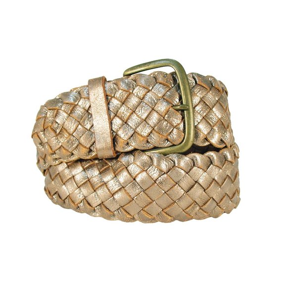 Fossil Accessories - FOSSIL Distressed Metallic Gold Braided Leather Belt Women's S (up to 34")